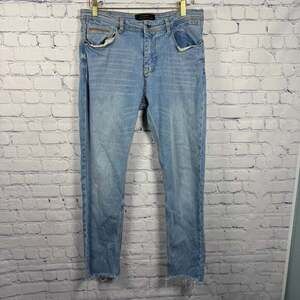 Zara Straight Leg Frayed Hem Jeans Size 34